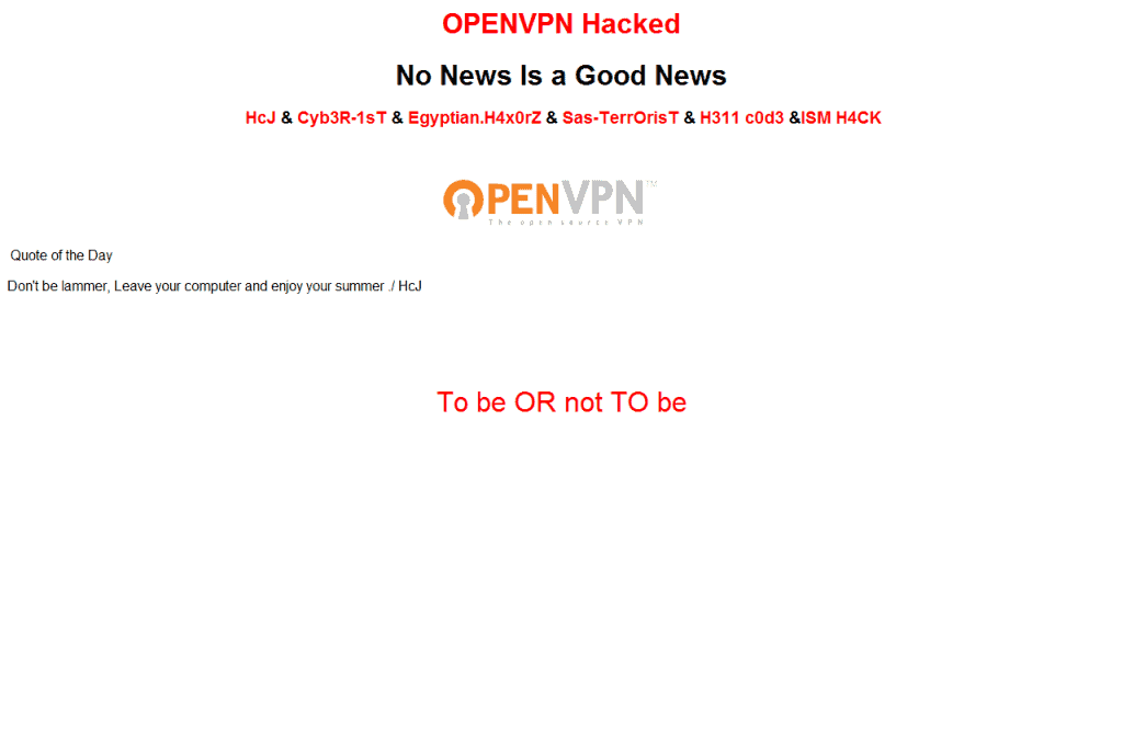 OpenVPN deface page