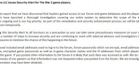 WarZ Hacked 600k+ Customer Data Taken