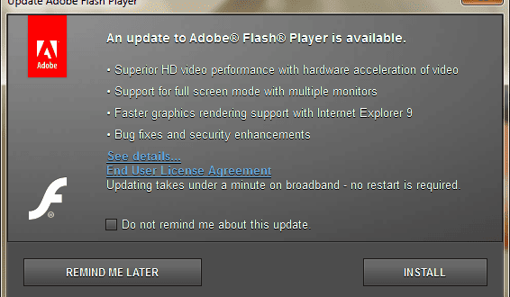 update adobe flash player.
