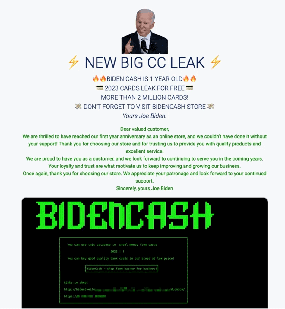 Bidencash free credit card leak 1