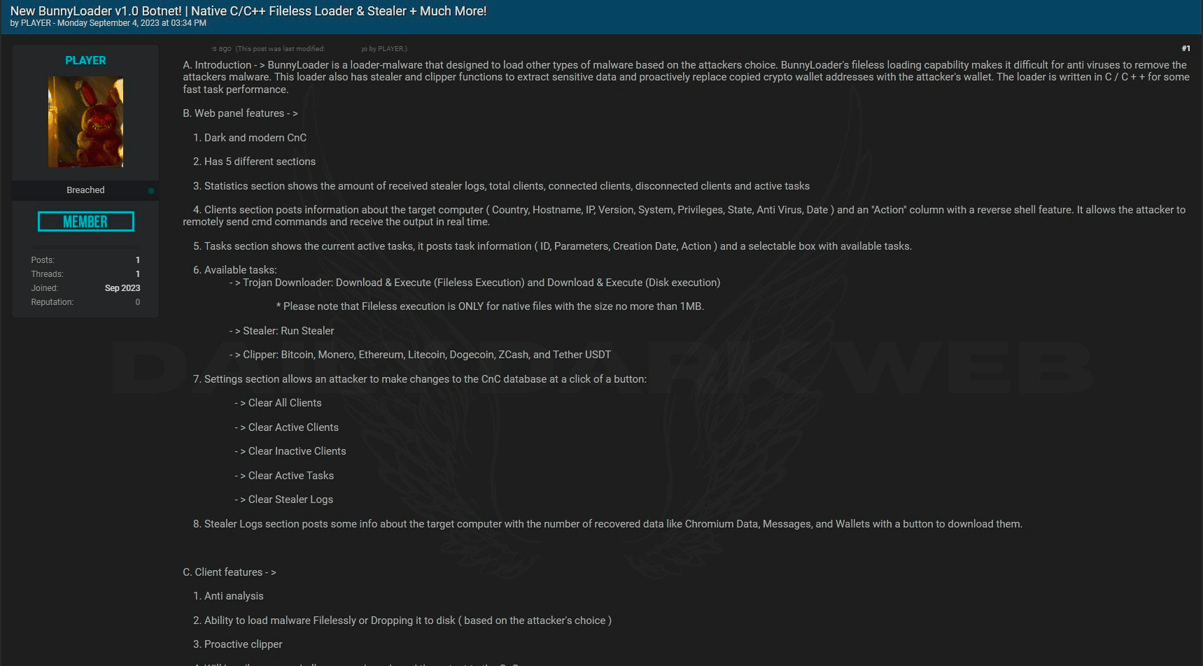 Bunny Loader 3.0 Released on BreachForums Steals Crypto Credentials